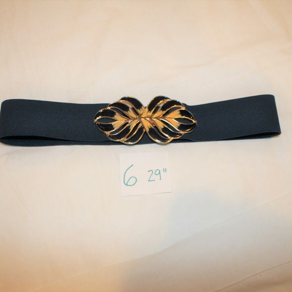 Vintage 1980\'s Navy Blue Feather Flames Retro Buckle Belt 25-29\